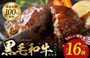 G1634 黒毛和牛入り 国産牛肉100％ ハンバーグ 150g×16個【個包装 ハンバーグ 牛肉 はんばーぐ 小分け 惣菜 冷凍 一人暮らし 数量限定】