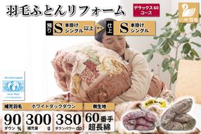 リフレッシュ 羽毛布団 掛け布団 シングル リフォーム クリーニング 布団洗浄 仕立て直し デラックス 【ホワイトダックダウン90％ 60サテン超長綿 赤 柄おまかせ】 布団打ち直し 布団リフォーム リフレッシュサービス 布団 羽毛 ふとん ダウン ダウンケット 羽毛ぶとん 打ち直し 抗菌防臭 [川村羽毛 山梨県 韮崎市 20743587]