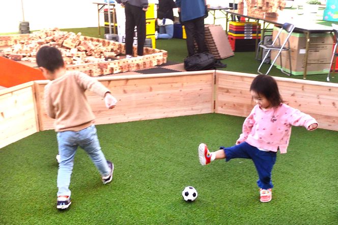 玩具 木製 ストリート サッカー いろは（五六八）スタジアム [海野建設 宮崎県 日向市 452061395] 国産 県産 杉 遊具 サッカー 変形 遊具