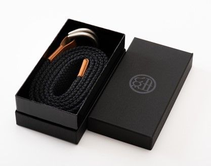 [P028] 組紐ベルト「CLVER」ダブルD（30mm）　黒