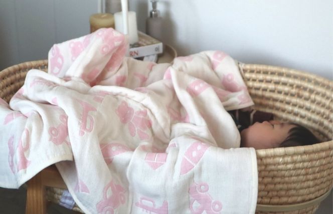 G1926 【babybear】泉州南部織 6重ガーゼハーフケット（ピンク）