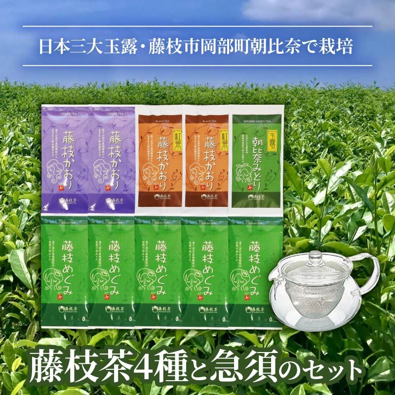 お茶 4種 急須 セット 緑茶 煎茶 玉露 日本茶 和紅茶 国産 ギフト 詰合せ 詰め合わせ [PT0015-000004]