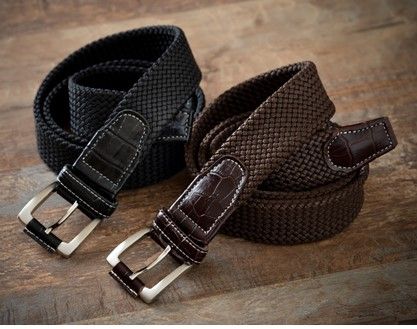 [P044] 組紐ベルト「CLVER」クロコメッシュ（35mm×125cm）　黒