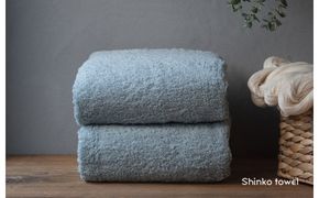 G2689 【TVで紹介！】おぅ！え～やん バスタオル（ブルー）2枚【泉州タオル 国産 吸水 普段使い 無地 シンプル 日用品 家族 ファミリー】