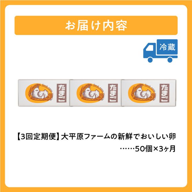 【3回定期便】大平原ファームの新鮮でおいしい卵 計50個(赤卵)×3ヶ月_S035-0019