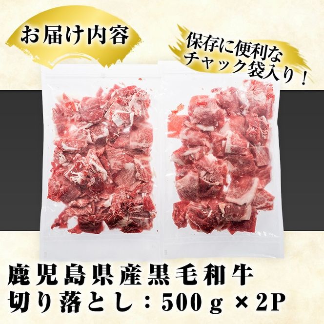 鹿児島県産黒毛和牛切り落とし(計1kg・500g×2パック)国産 九州産 鹿児島産 牛肉 国産牛 小分け カレー 牛丼 野菜炒め 冷凍【スターゼン】akn042-13