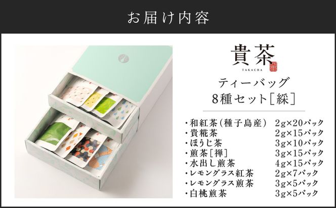 日本茶専門店【貴茶－ＴＡＫＡＣＨＡ】ティーバッグ8種セット　K068-002
