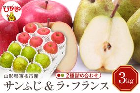 【令和6年産 先行予約】サンふじ&ラフランス 詰め合わせ 3kg(秀品) 東根市 山形県 東根農産センター提供 hi027-129