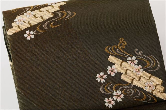 丹後の藤布　袋帯「天の川」　濃い緑　FY00080