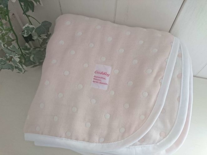 B-199 ハンドメイドのガーゼシングルハーフブランケットとハンカチ（シンプル）