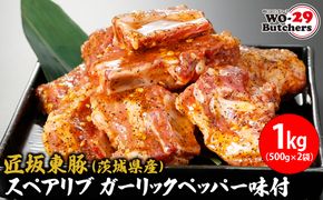 K2324 匠坂東豚(茨城県産)スペアリブ ガーリックペッパー味付 1kg(500g×2袋)