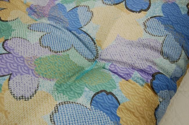 硬めの寝心地 インド綿100％ 手作り綿わた敷きふとんシングルロング　増量タイプ　側生地：ブルー
