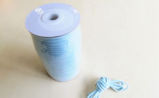 [P058] マスクゴム（リリヤン8本針）4mm×100m（抗ウイルス&抗菌加工済み）【サックス】