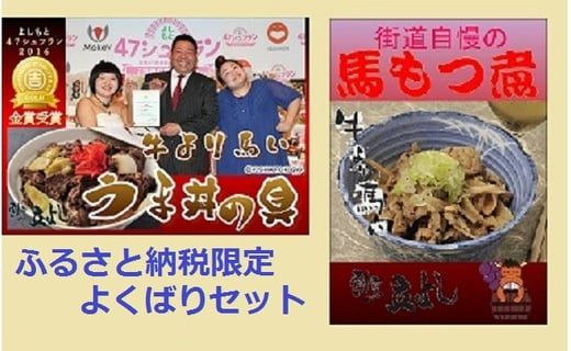 甲州名物！牛より馬い「うま丼の具」6個＆「馬もつ煮」3個ふるさと納税限定セット　馬肉 桜肉 国産 ご当地グルメ 郷土料理