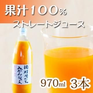 果汁100%　田村そだちみかんジュース　970ml×3本 XF017
