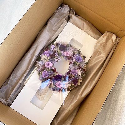 AJ120-1　プリザーブドフラワー　【クロッシュ パープル】春日部市シュガーパイン