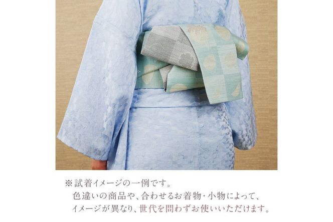 丹後帯 半幅帯「雪月花」（黒／水）　FY00034