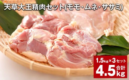 天草大王精肉セット（モモ、ムネ、ササミ） 約1.5kg×3セット 計約4.5kg 天草大王 モモ ムネ ササミ