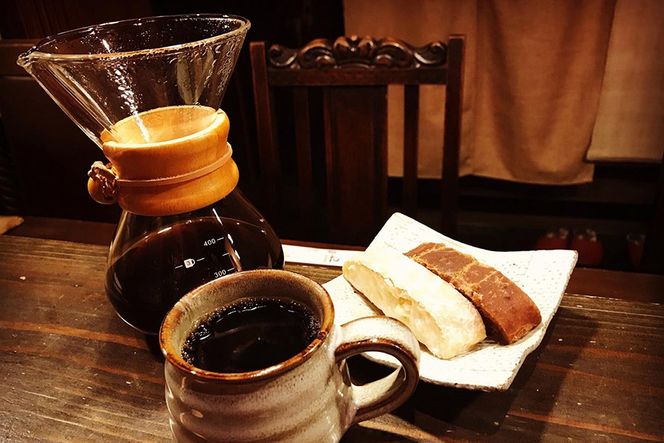 AE324【珈琲・お茶請けセット】人気料理店の≪自家焙煎≫挽き