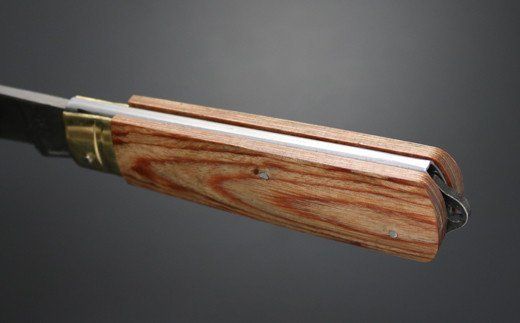 H8-50 茶合板柄 割込み電工ナイフ（KT-407） ～アウトドア キャンプ 折込ナイフ 昔ながらのナイフ ロングセラー レトロ感がたまらない 関の刃物～