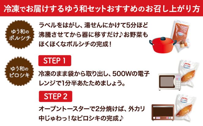 ゆう和 ピロシキ ボルシチ セット 計10食分 ボルシチ4食 ピロシキ6食 ギャラリーレストランゆう和 《30日以内に出荷予定(土日祝除く)》 ピロシキ トマトボルシチ 冷凍 熊本県 御船町 有限会社ながもと---sm_fyuwaspset_30d_24_20000_10p---