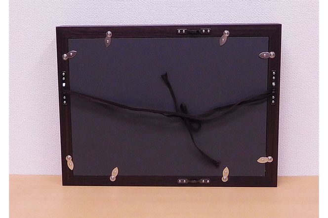 見開き御朱印帳額 見開き2面 こげ茶木目 UVカットアクリル板仕様 [No.438]