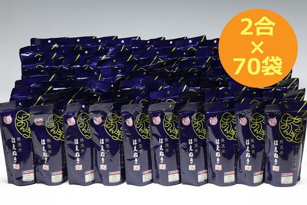 山形県産 ちょいまんま はえぬき無洗米 2合（300g）×70袋セット ブランド米 無洗米 白米 使い切り 手軽
