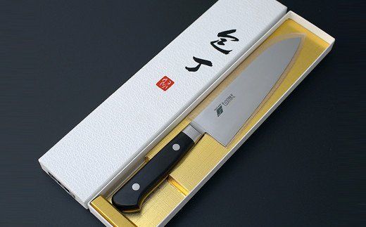 H40-12 フジタケ ステンレス ツバ付 三徳包丁 175mm