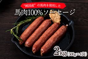 馬肉100%ソーセージ 2kg (500g×4袋) 肉 馬肉 ソーセージ 2kg 南阿蘇村《1-5営業日以内に出荷予定(土日祝除く)》---mna_fkgumasose_s_23_15000_2kg---