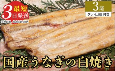 うなぎ白焼き　3尾（120g以上×3尾） | メディアに紹介されたうなぎ屋 国産 冷蔵 うなぎ 鰻 ウナギ タレ・山椒つき しら焼き ※離島への配送不可