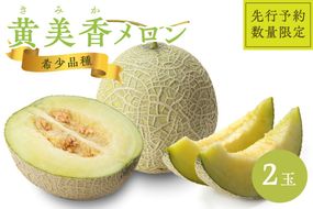 【先行予約／数量限定50】希少品種 黄美香（きみか）メロン 2玉（2026年7月下旬～発送） 国産 ギフト めろん 先行予約 期間限定 ふるさと 納税 フルーツ くだもの 果物　DE00175