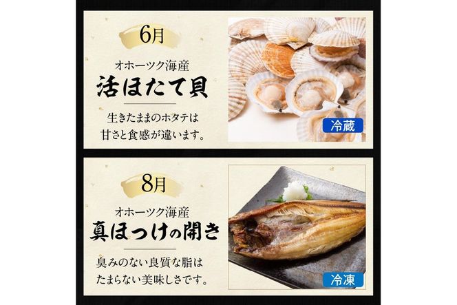 【全7回定期便】オホーツク海・サロマ湖で水揚げされた「旬」の魚介が届く！わくわく定期便 ( ウニ 毛ガニ 甲羅盛り ほたて ホタテ 真ほっけ 海鮮丼 カキ たらばがに 定期便 魚介 北の味覚 )【999-0197】