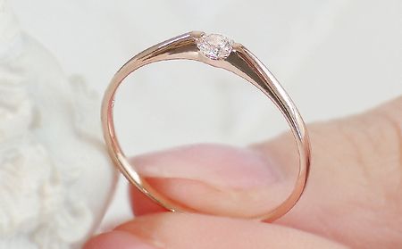 【0.1ct】K18PG ダイヤモンド一粒リング（5号～14.5号）CSR0106-18P SWAV006