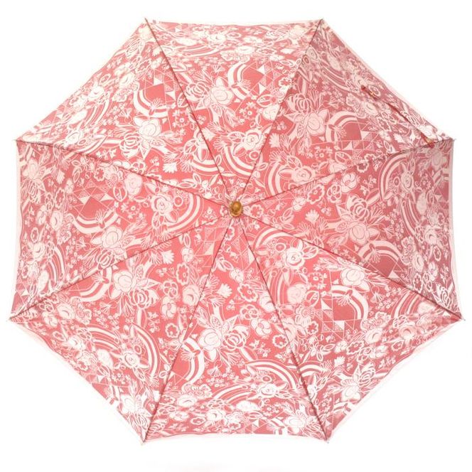 槙田商店【晴雨兼用】長傘 kirie 更紗：ルージュ FAA5045