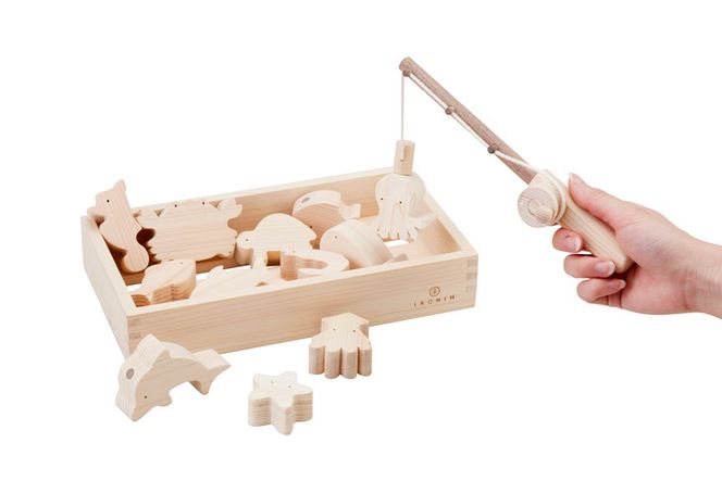 木製おもちゃ 魚釣りセット【檜のおもちゃ ＩＫＯＮＩＨ】 ≪桧 おもちゃ ヒノキ ひのき 木育 知育≫