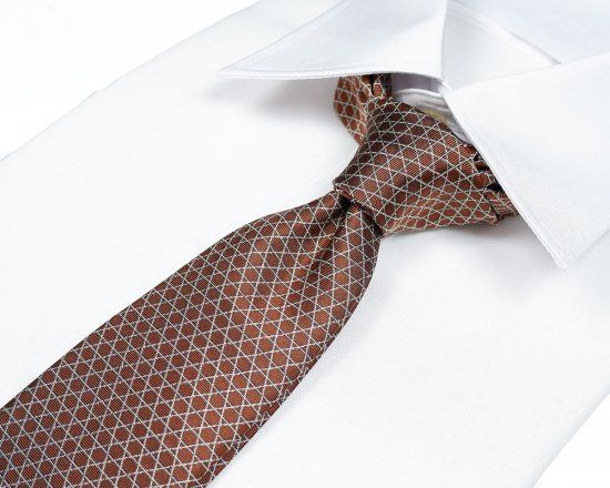 郡内織物「富士桜工房」シルクネクタイ 籠目 柿渋色 FAA1025