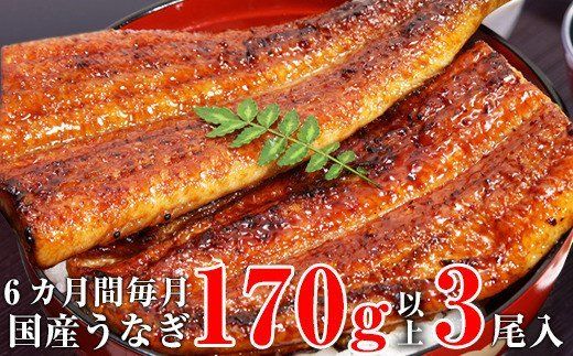 585.[定期便・うなぎ屋かわすい]国産うなぎ蒲焼き特大サイズ3本セット(6ヶ月お届け)(A585-1)