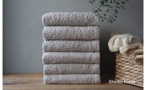 G2691 【TVで紹介！】おぅ！え～やん フェイスタオル（グレー）6枚【泉州タオル 国産 吸水 普段使い 無地 シンプル 日用品 家族 ファミリー】