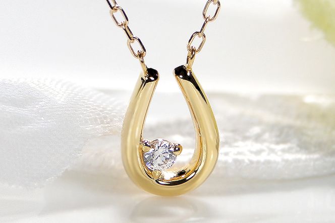 0.05ct】K18YG 馬蹄 一粒ダイヤモンドネックレス EmN0022 0.05ct】K18YG 馬蹄 一粒ダイヤモンドネックレス EmN0022
