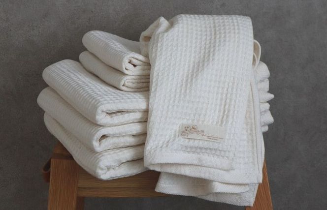 G1966 【フルオーガニックコットン】ふんわりワッフルタオル6枚セット