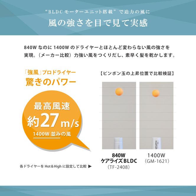 ドライヤー ケアライズ イオン プロドライヤー 強風 タイプ TF-2408 ダメージ 軽減 温風 冷風 