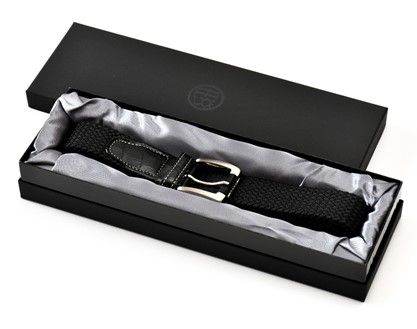 [P044] 組紐ベルト「CLVER」クロコメッシュ（35mm×105cm）　黒