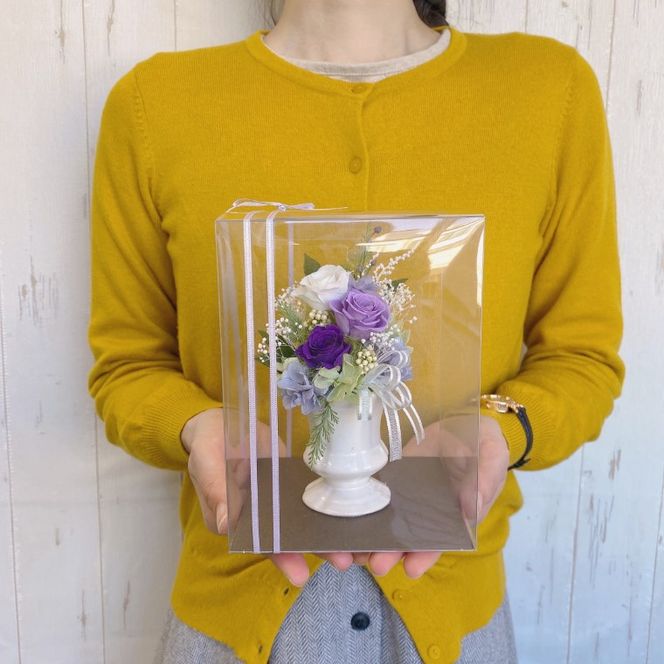 AJ004-1 プリザーブドフラワーアレンジ 【カリヌゥ 2個セット オレンジ/パープル】春日部市 シュガーパイン