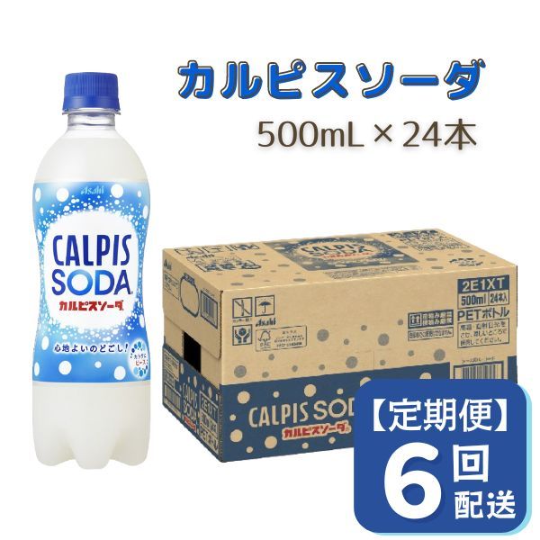 【定期便】カルピスソーダ（500mL×24本）〔6回配送〕078-002