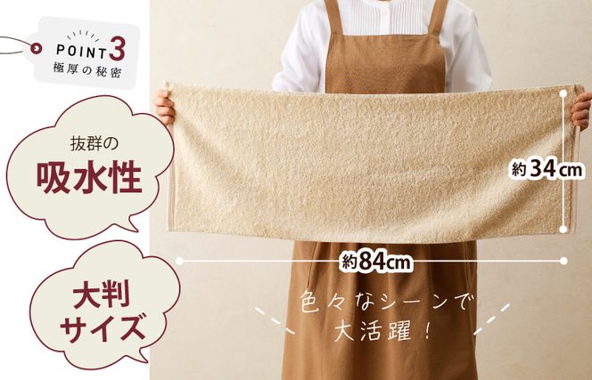 099H2379 極厚フェイスタオル 4枚 生成色【泉州タオル 国産 吸水 普段使い シンプル 日用品 家族 ファミリー】