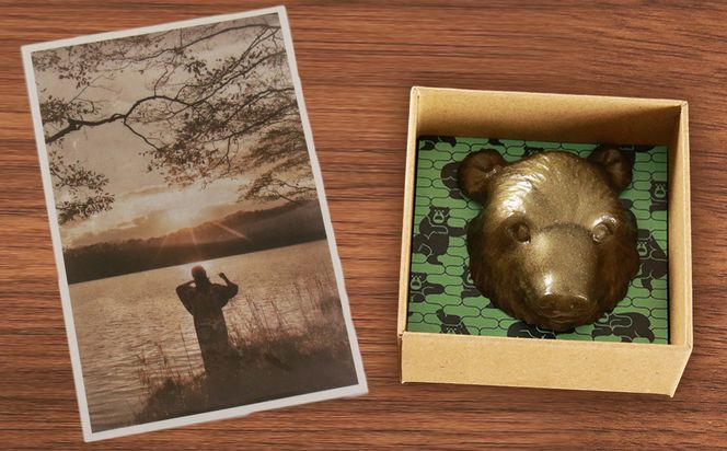 白老 熊マスク壁掛け＜木彫工芸家 山田祐治コラボ＞×ポロト湖ポストカード BG06 