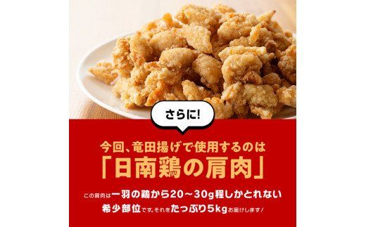 宮崎県産鶏 日南どり 竜田揚げ 5kg 【 肉 鶏 鶏肉 国産 鶏肉 九州産 鶏肉 宮崎県産 鶏肉 からあげ 味付き 鶏肉 鶏肩肉 日南どり 簡単 鶏肉 唐揚げ 竜田揚げ 】 [C00704]