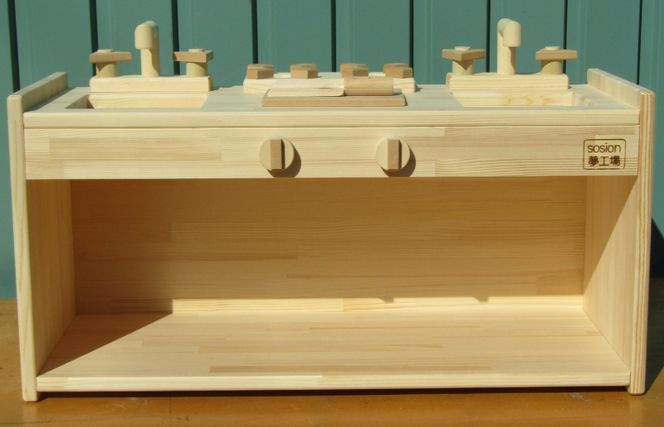 099H2206 手作り木製 ままごとキッチン KBL-W 素材色バージョン