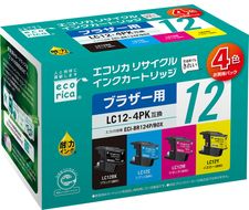 エコリカ【ブラザー用】 LC12-4PK互換リサイクルインク　4色お買得パック（型番：ECI-BR124P/BOX） brother リサイクル インク 互換インク カートリッジ インクカートリッジ カラー オフィス用品 プリンター インク 山梨県 富士川町