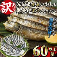 ＜訳あり＞佐伯市産真いわしと黄金いわし 食べ比べ (2種・60尾以上) 国産 大分県産 イワシ 黄金いわし 丸干し 魚 海鮮 冷凍 おつまみ 小分け【GX003】【(有)マルサン商店】